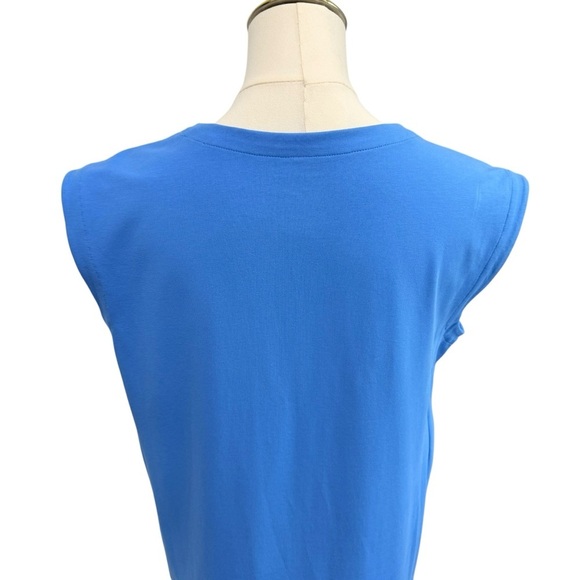 Eileen Fisher XXS Pima Cotton Stretch Jersey Round Neck Dress Calypso Blue NWT - Picture 5 of 13